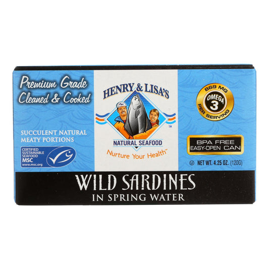 Henry & Lisa's Wild Sardines in Spring Water (12x4.25 OZ)-0