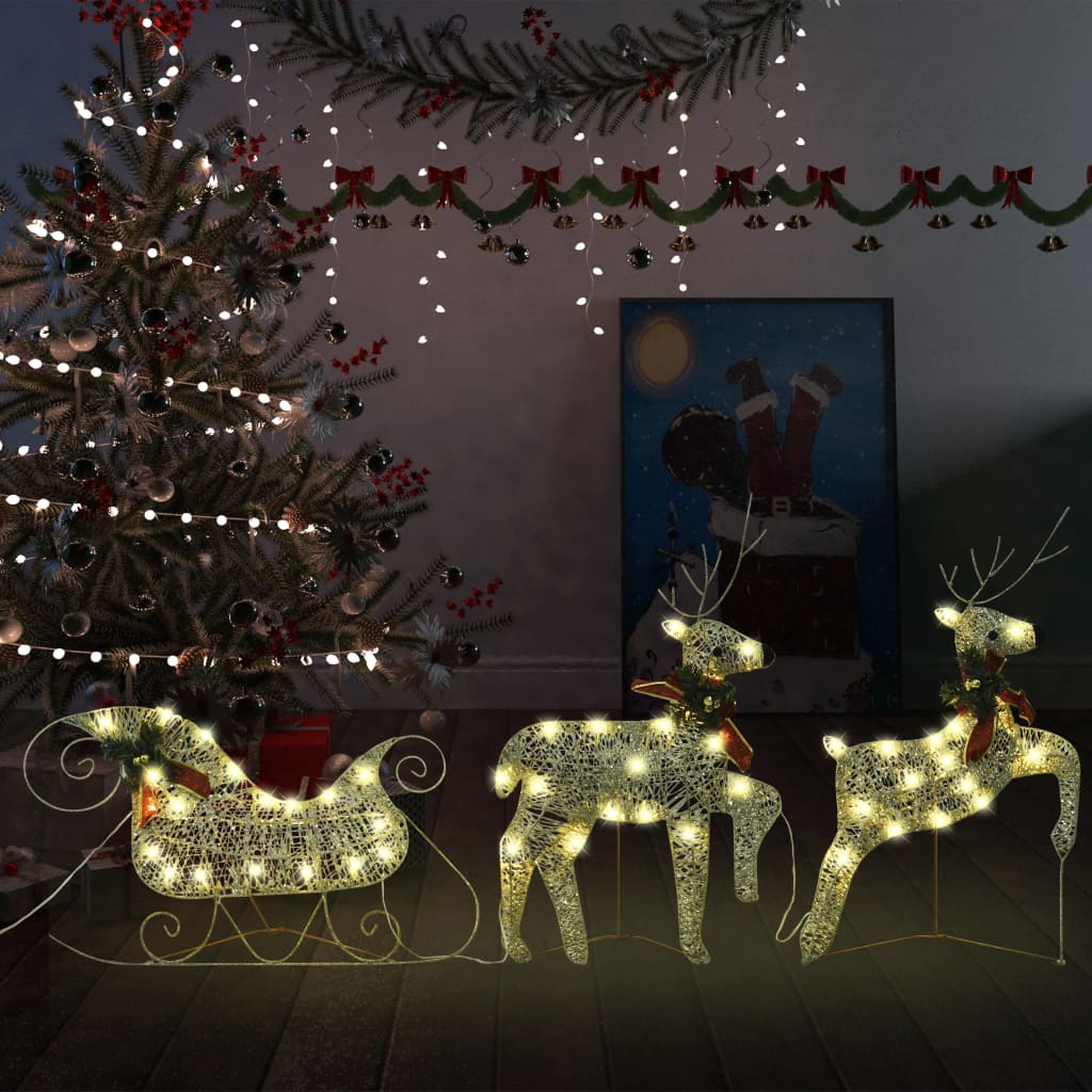 vidaXL Christmas Decoration Reindeer and Sleigh with LEDs Christmas Lighting