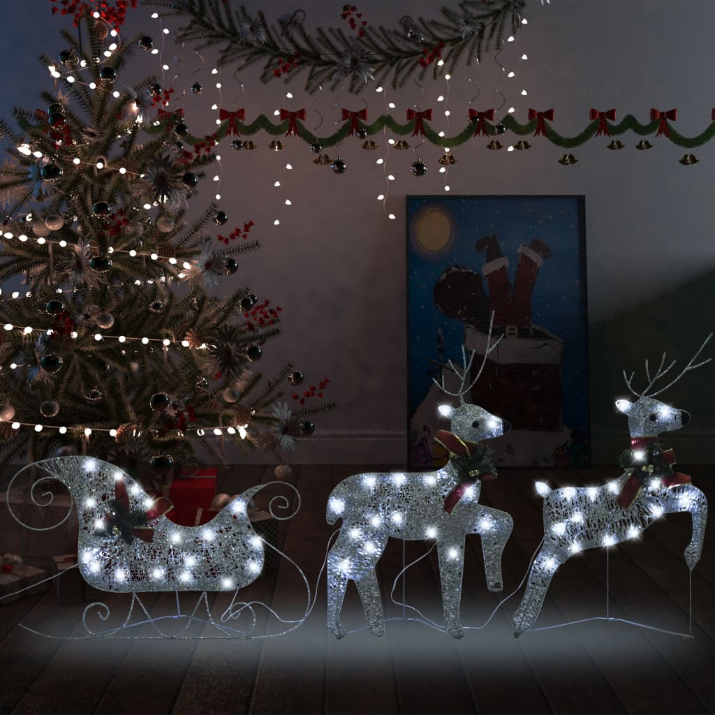 vidaXL Christmas Decoration Reindeer and Sleigh with LEDs Christmas Lighting