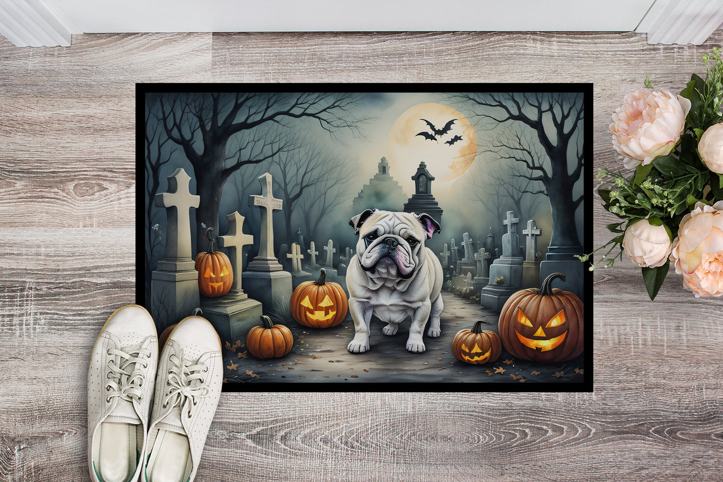 English Bulldog Spooky Halloween Doormat