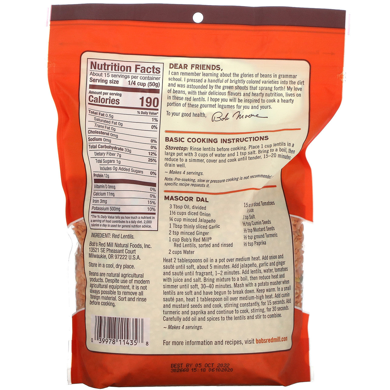 BOBS BEANS RED LENTILS ( 4 X 27 OZ   )-1