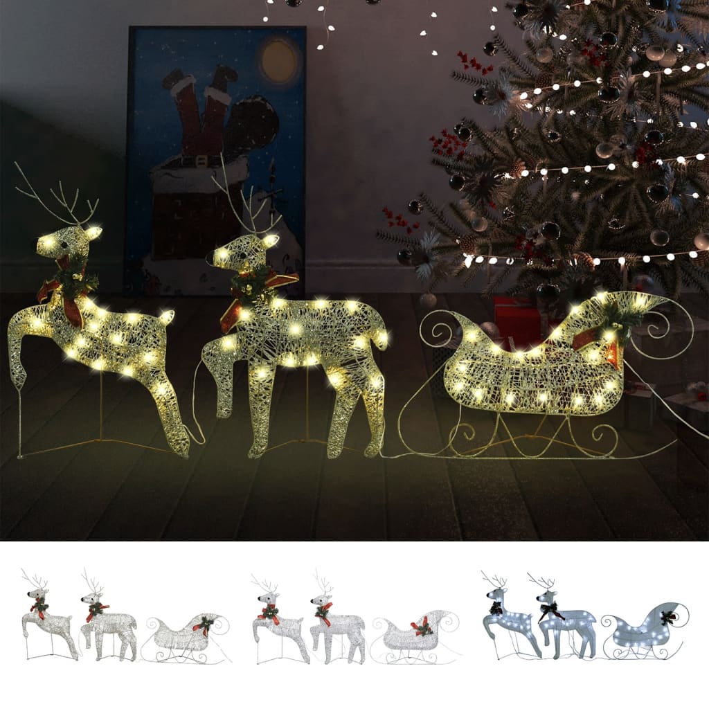 vidaXL Christmas Decoration Reindeer and Sleigh with LEDs Christmas Lighting